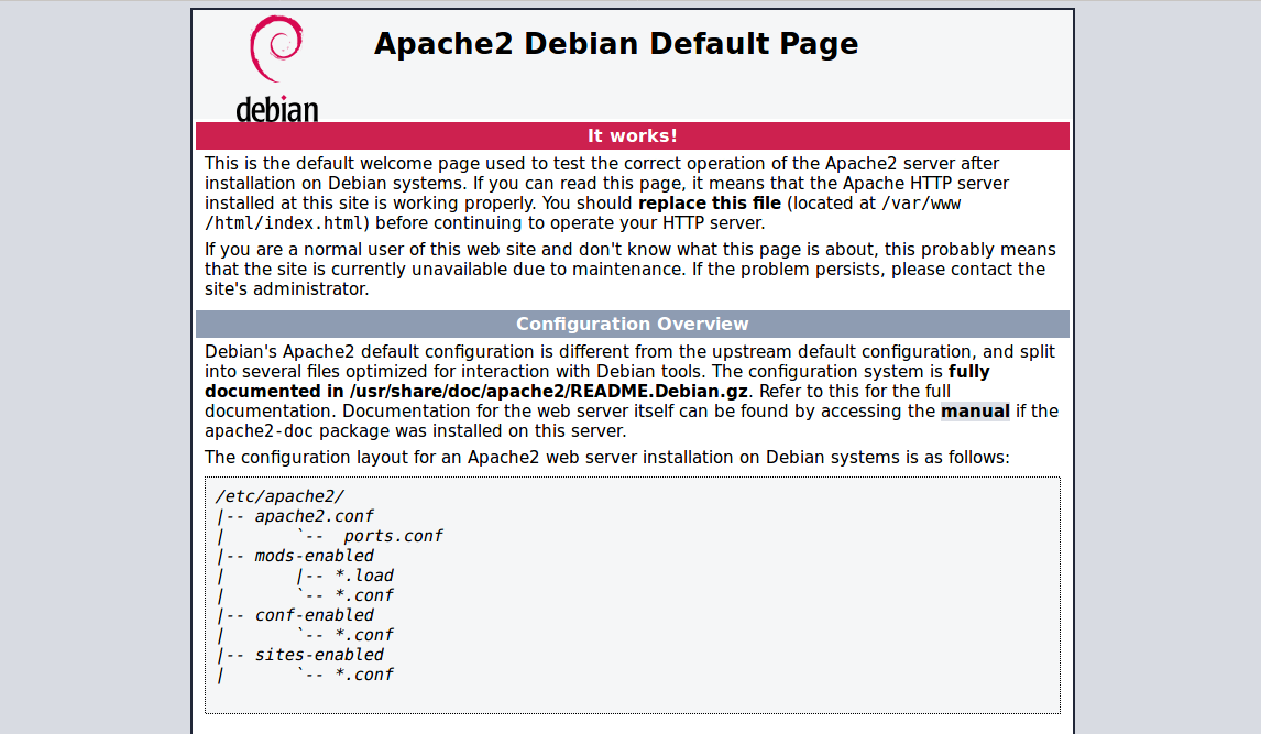 Apache Default Page in Debian Linux