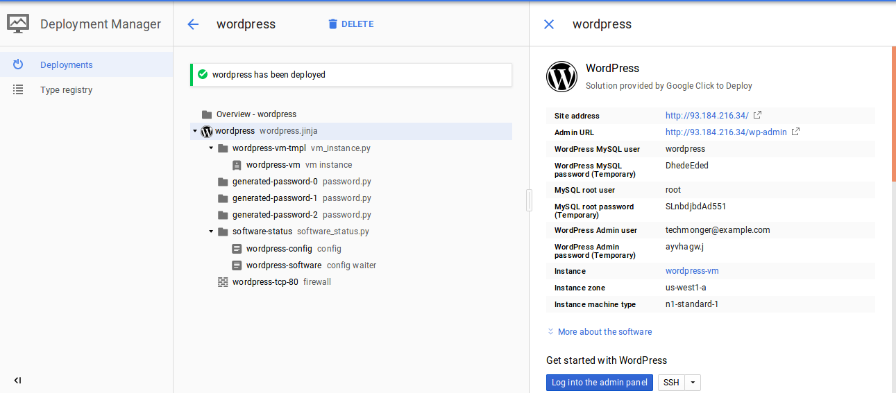 Google Cloud MySQL and Wordpress Password