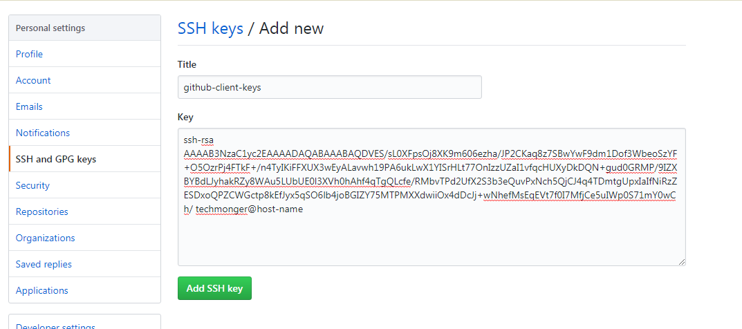 New SSH Keys in Github